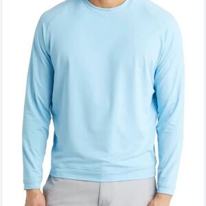Peter Millar Cradle Crewneck Performance Light Blue Long Sleeve Shirt Size XXL